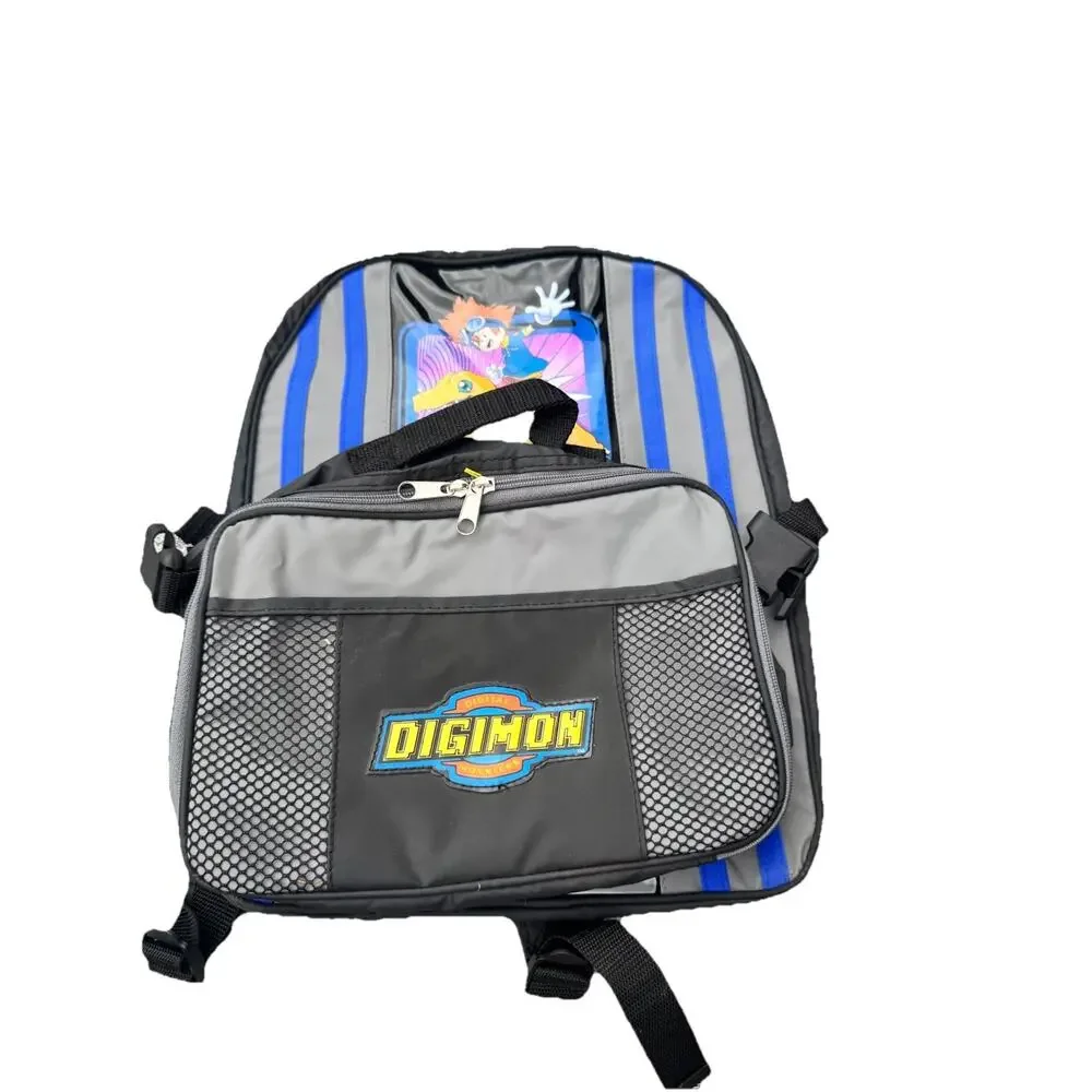 NOS Vintage Digimon Backpack Lunch Bag Set Agumon Tai Y2K Rare NWT- Hard To Find